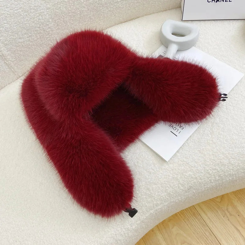 Faux Fur Hats for Women Winter Autumn Fluffy Russian Hat Winter Cap Female Beanies Solid Color Leopard Print Bonnets