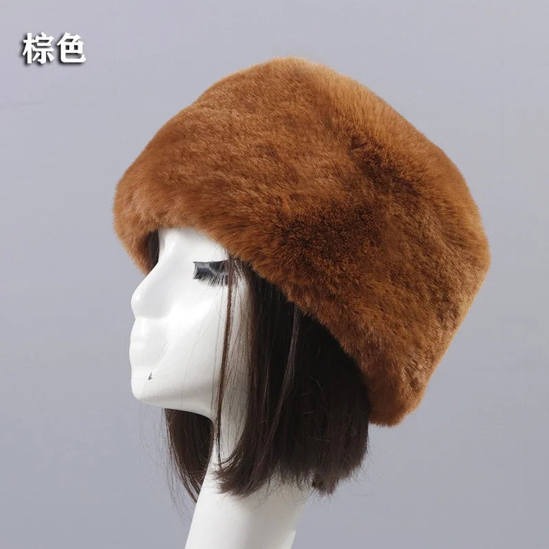 Faux Fur Hats for Women Winter Autumn Fluffy Russian Hat Winter Cap Female Beanies Solid Color Leopard Print Bonnets