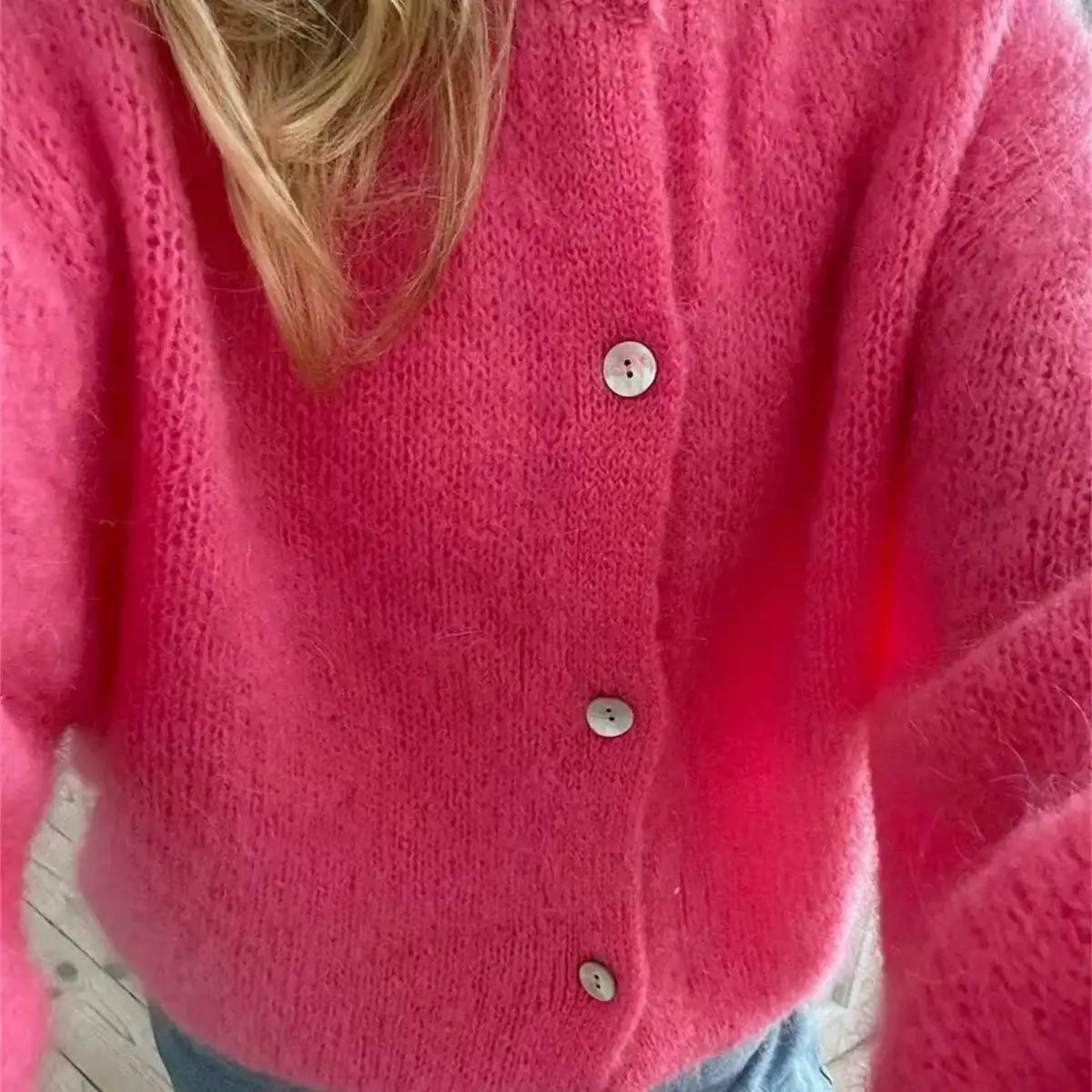 Autumn Leisure O-neck Women's Knit Outerwear Solid Color Cardigan Fashion Long Sleeve Women's Sweater Soft Knit Tops