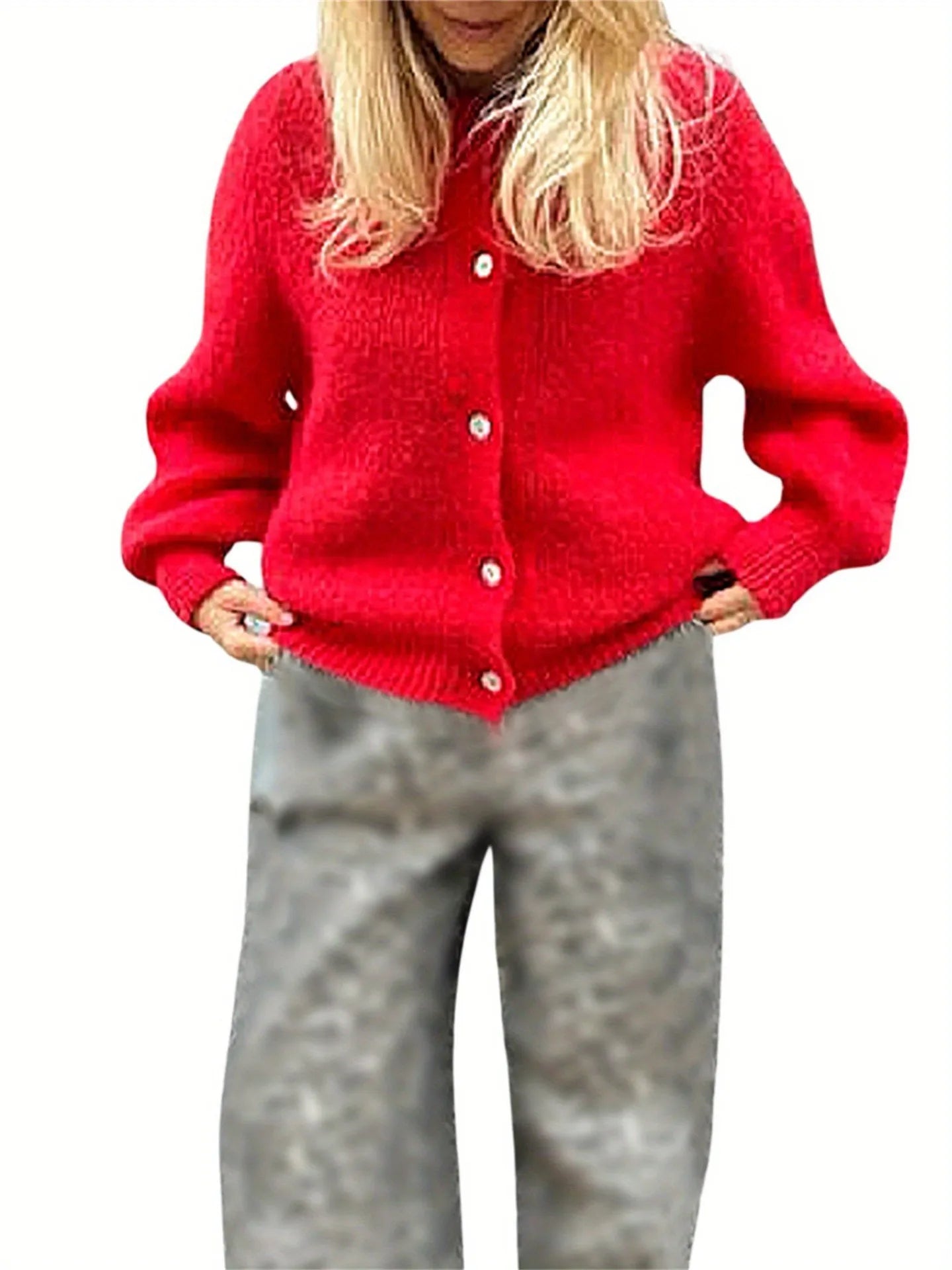 Autumn Leisure O-neck Women's Knit Outerwear Solid Color Cardigan Fashion Long Sleeve Women's Sweater Soft Knit Tops