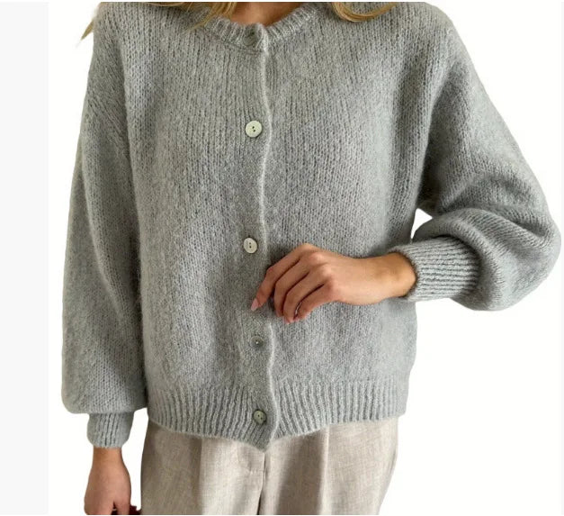 Autumn Leisure O-neck Women's Knit Outerwear Solid Color Cardigan Fashion Long Sleeve Women's Sweater Soft Knit Tops