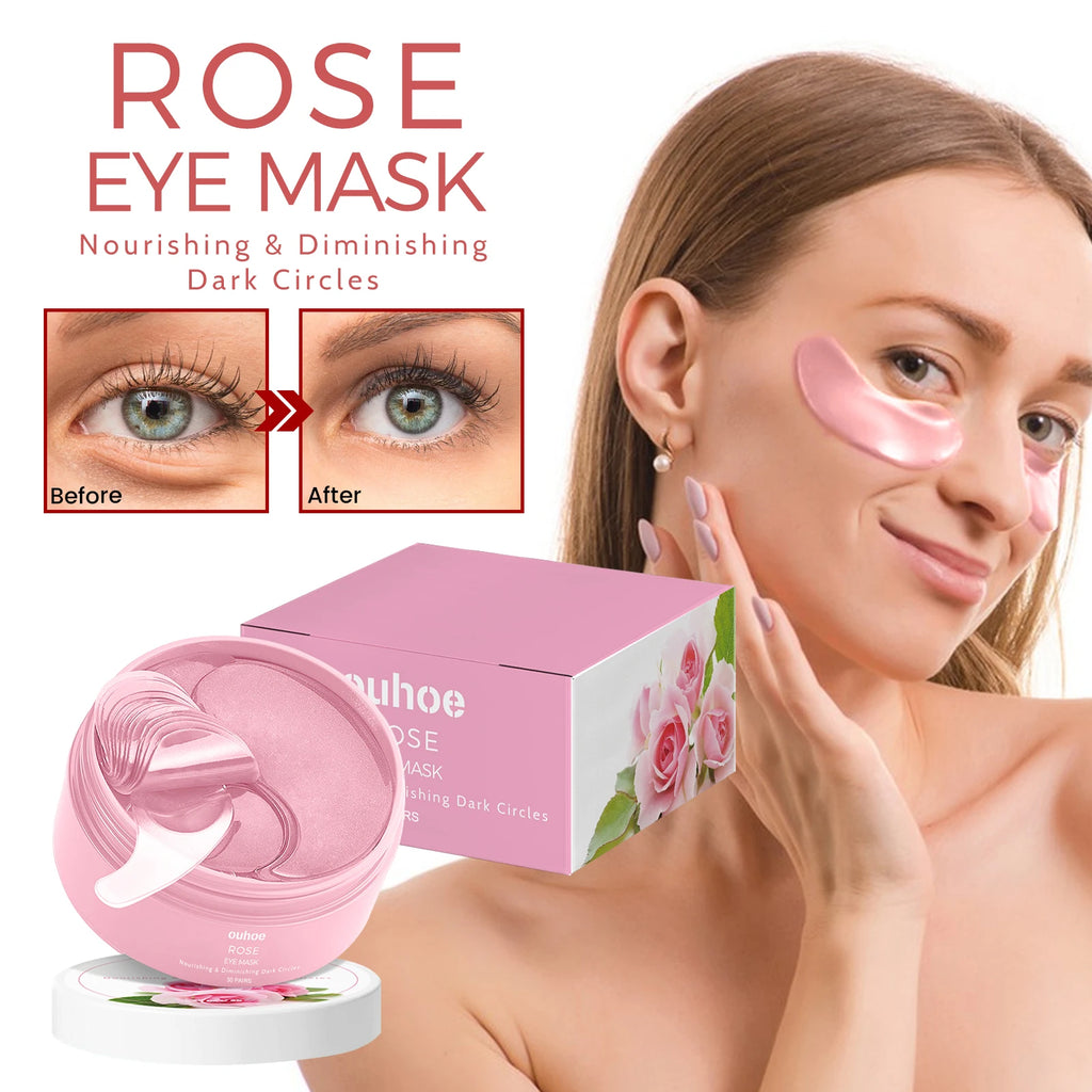 Pink Rose Eye Mask - Anti-Wrinkle & Dark Circle Treatment, Hydrating Under Eye Patches, Firming & Brightening Eye Care