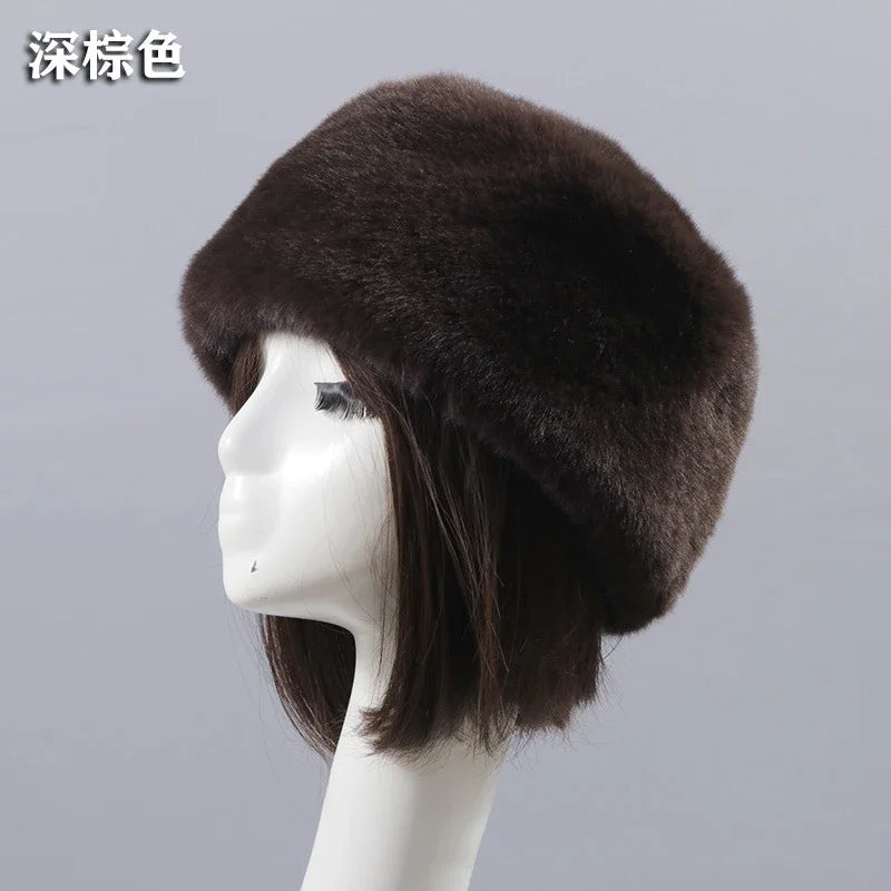 Faux Fur Hats for Women Winter Autumn Fluffy Russian Hat Winter Cap Female Beanies Solid Color Leopard Print Bonnets