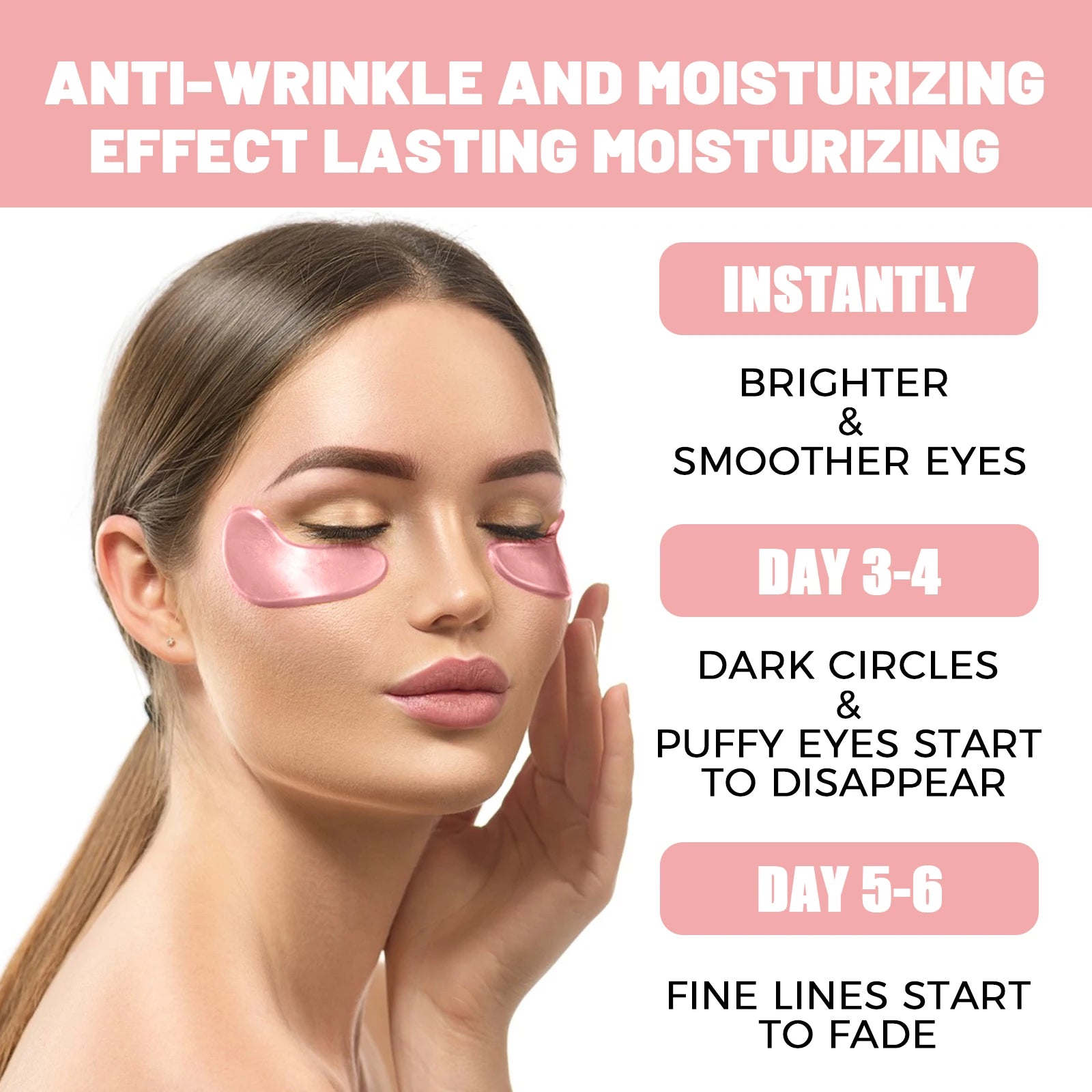 Pink Rose Eye Mask - Anti-Wrinkle & Dark Circle Treatment, Hydrating Under Eye Patches, Firming & Brightening Eye Care