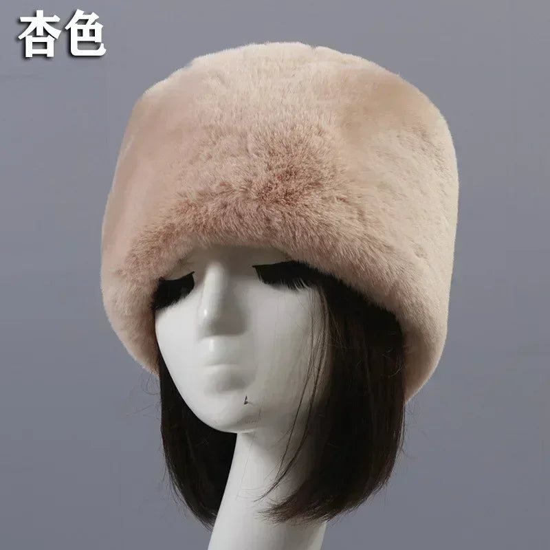 Faux Fur Hats for Women Winter Autumn Fluffy Russian Hat Winter Cap Female Beanies Solid Color Leopard Print Bonnets