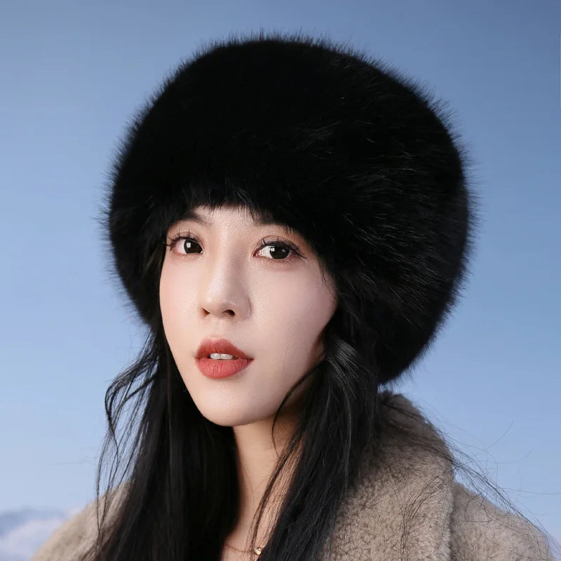 Faux Fur Hats for Women Winter Autumn Fluffy Russian Hat Winter Cap Female Beanies Solid Color Leopard Print Bonnets