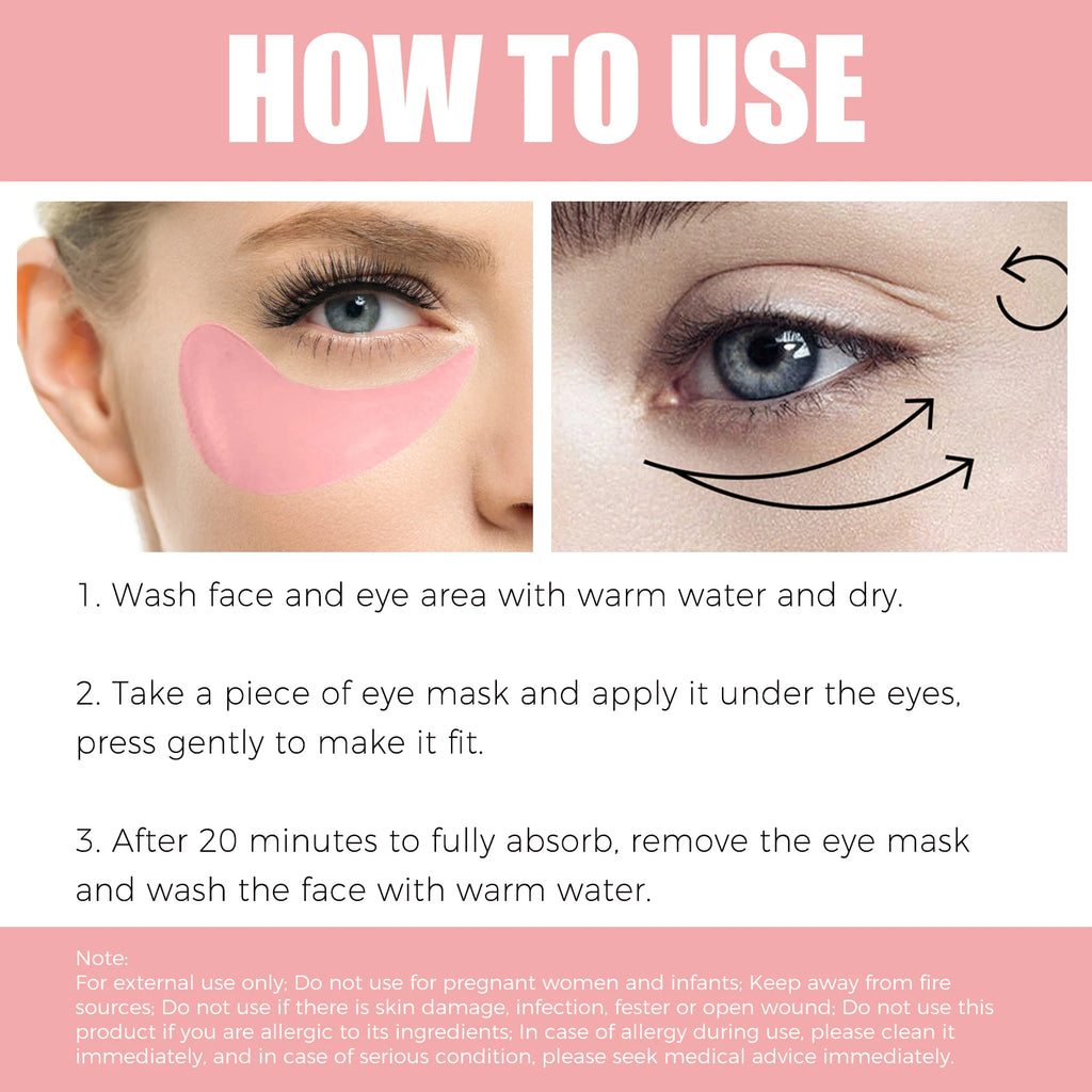 Pink Rose Eye Mask - Anti-Wrinkle & Dark Circle Treatment, Hydrating Under Eye Patches, Firming & Brightening Eye Care