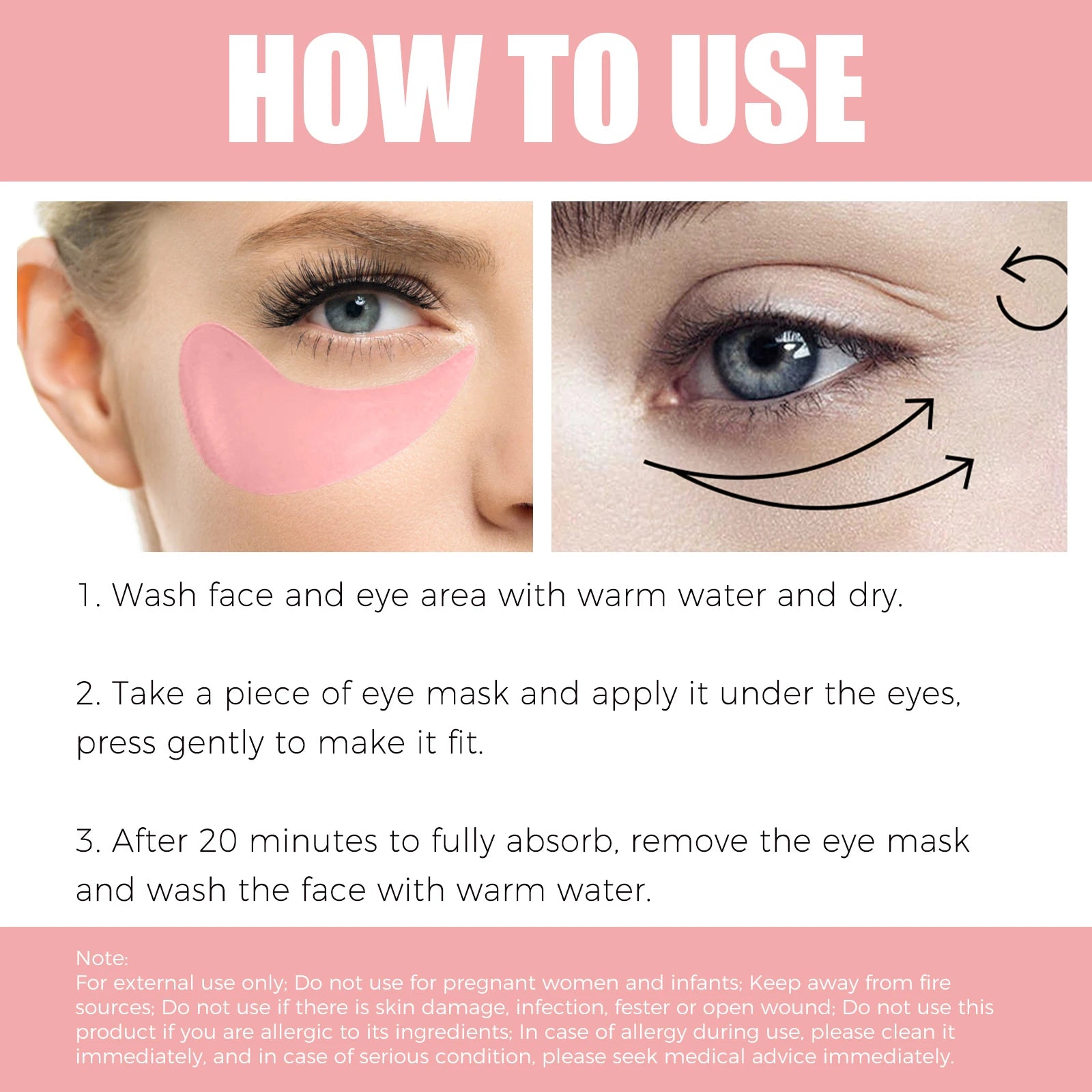 Pink Rose Eye Mask - Anti-Wrinkle & Dark Circle Treatment, Hydrating Under Eye Patches, Firming & Brightening Eye Care