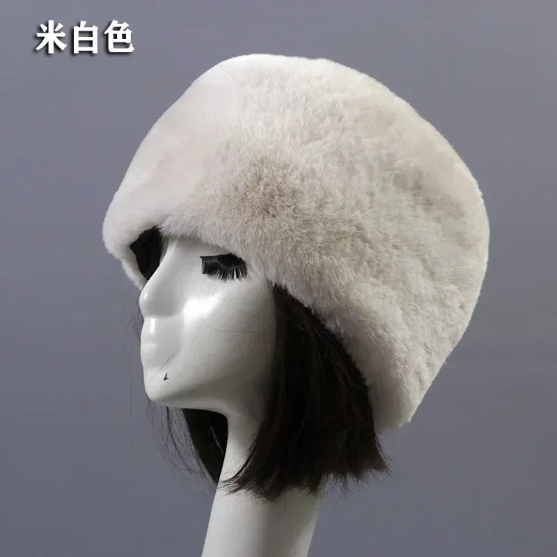 Faux Fur Hats for Women Winter Autumn Fluffy Russian Hat Winter Cap Female Beanies Solid Color Leopard Print Bonnets