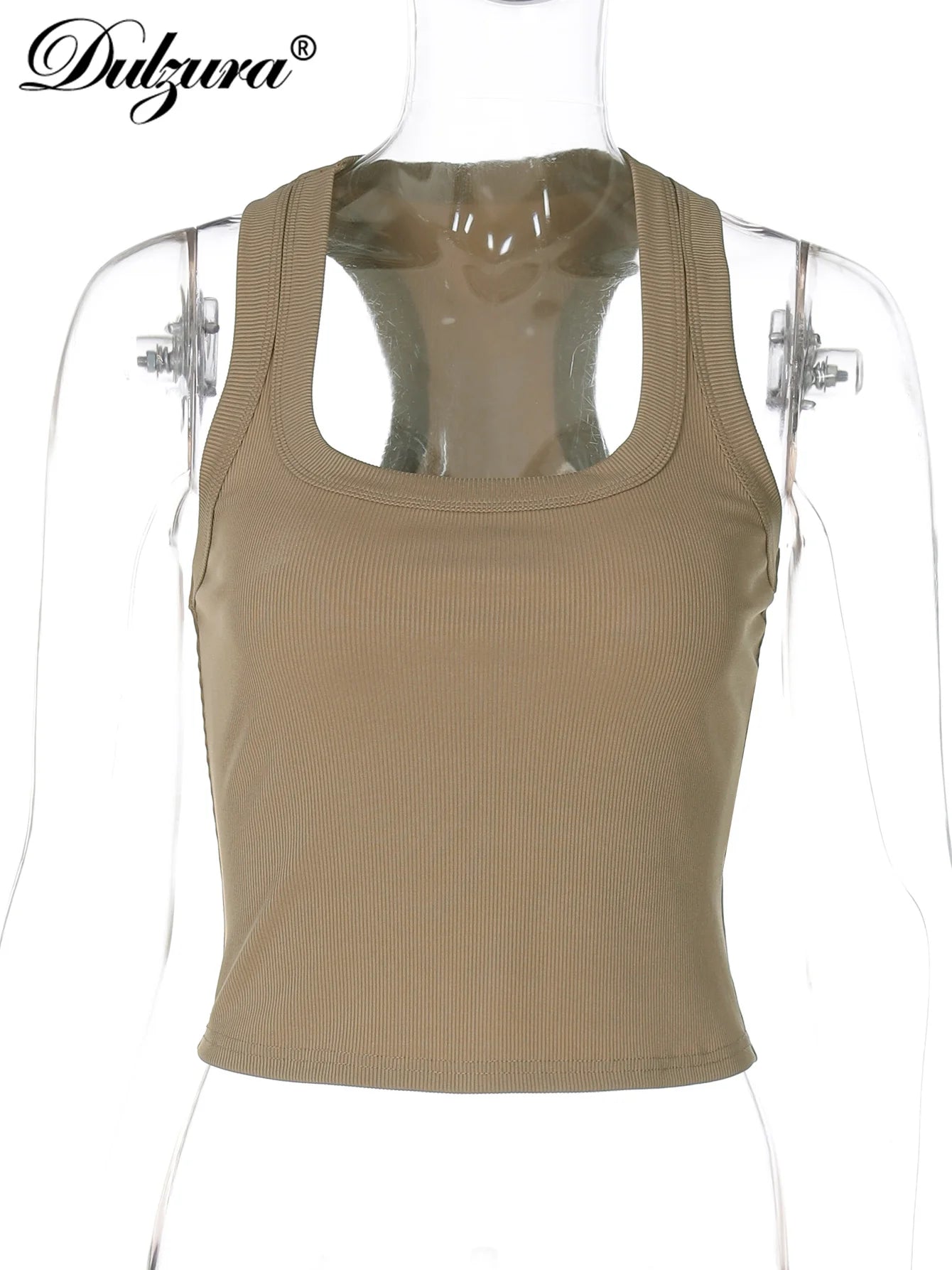 Dulzura Square Collar Sleeveless Slim Ribbed Tank Top Women'S Solid Sexy Casual Top Party Club Street Summer Clothes Wholesale