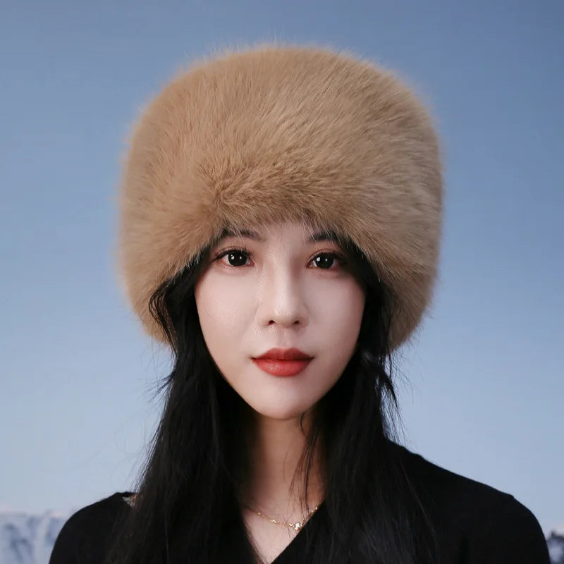Faux Fur Hats for Women Winter Autumn Fluffy Russian Hat Winter Cap Female Beanies Solid Color Leopard Print Bonnets