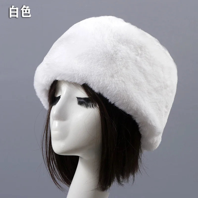 Faux Fur Hats for Women Winter Autumn Fluffy Russian Hat Winter Cap Female Beanies Solid Color Leopard Print Bonnets