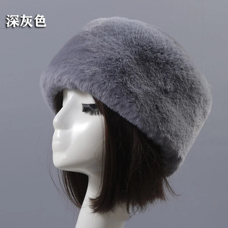 Faux Fur Hats for Women Winter Autumn Fluffy Russian Hat Winter Cap Female Beanies Solid Color Leopard Print Bonnets