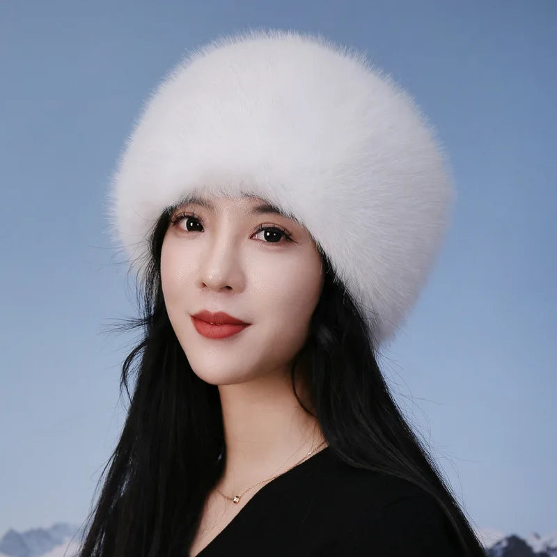 Faux Fur Hats for Women Winter Autumn Fluffy Russian Hat Winter Cap Female Beanies Solid Color Leopard Print Bonnets