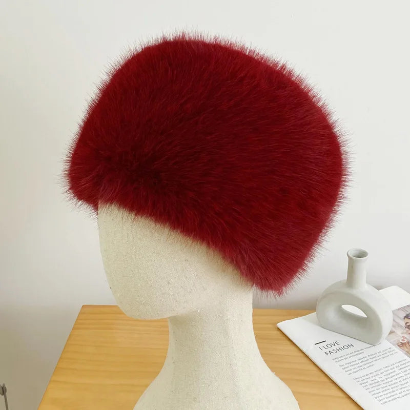 Faux Fur Hats for Women Winter Autumn Fluffy Russian Hat Winter Cap Female Beanies Solid Color Leopard Print Bonnets