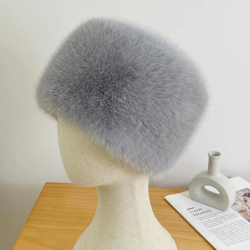 Faux Fur Hats for Women Winter Autumn Fluffy Russian Hat Winter Cap Female Beanies Solid Color Leopard Print Bonnets