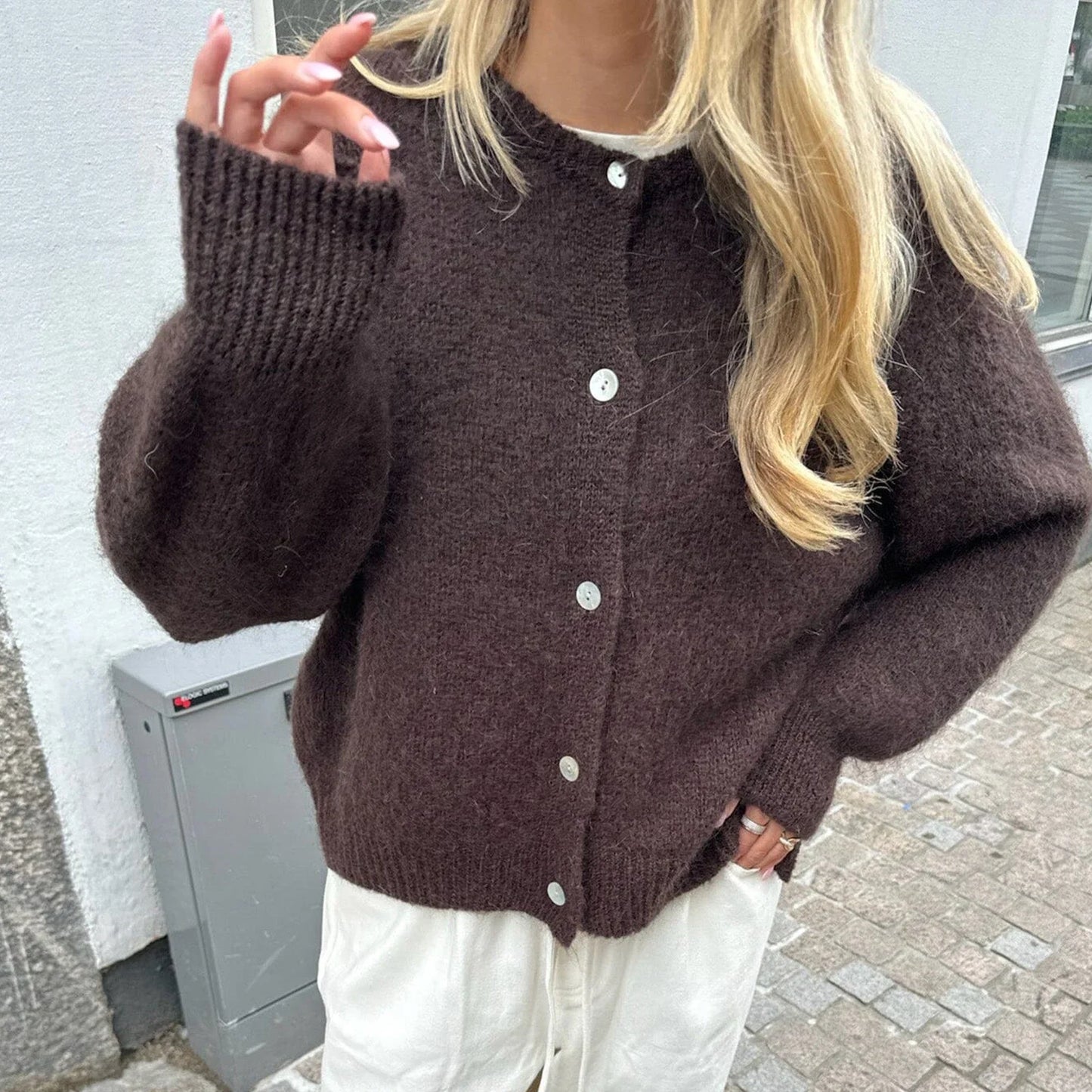 Autumn Leisure O-neck Women's Knit Outerwear Solid Color Cardigan Fashion Long Sleeve Women's Sweater Soft Knit Tops